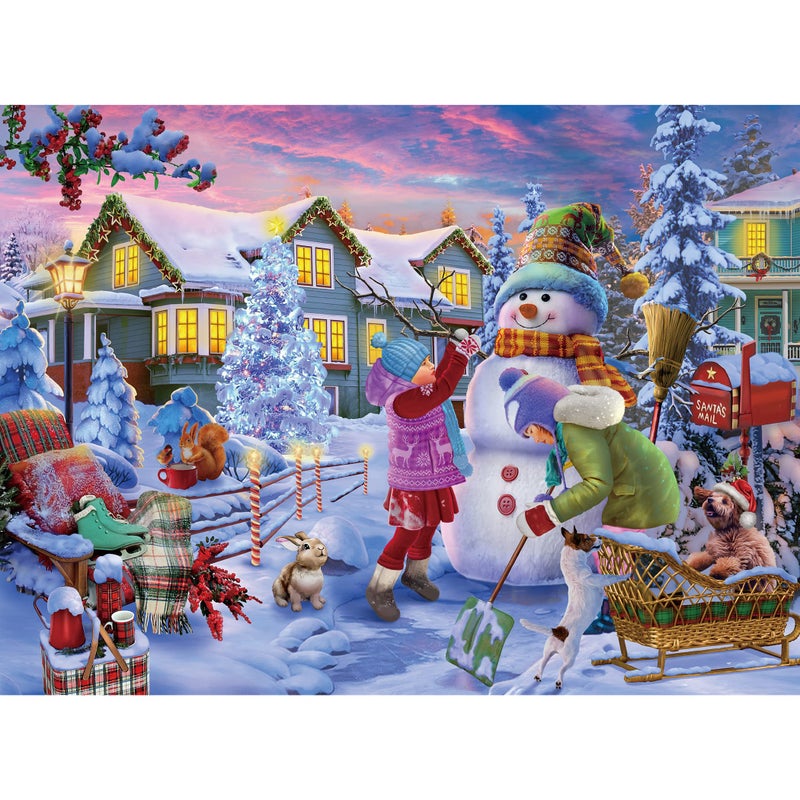 Tektalk Puzzles for Adults  500 Piece Wooden Puzzle  Jigsaw Puzzles 500 Pieces for Teens & Adults - Snowman Stacking - Image 1